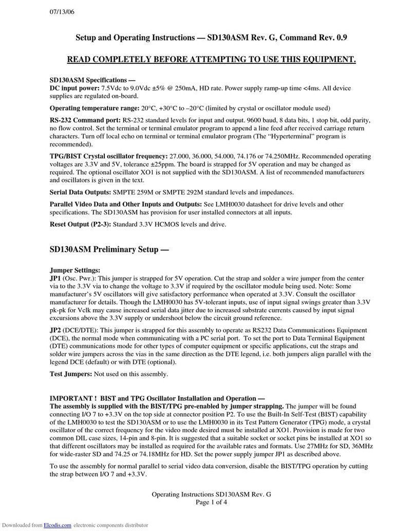 ELCODIS SD130ASM Set up and operating instructions