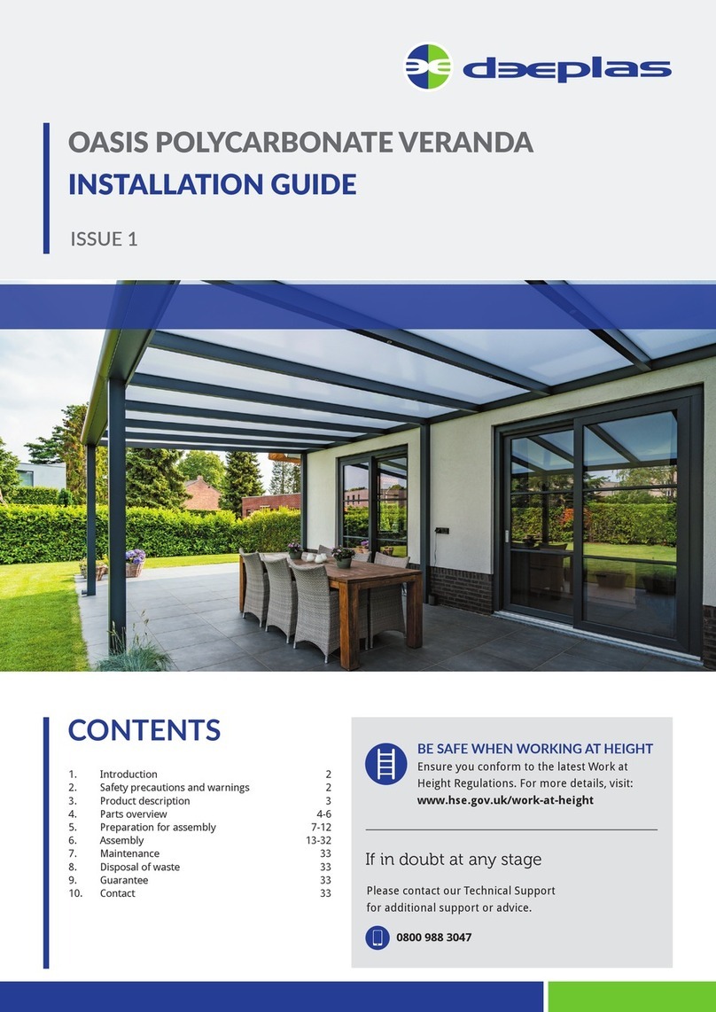 Deeplas OASIS POLYCARBONATE VERANDA installation guide