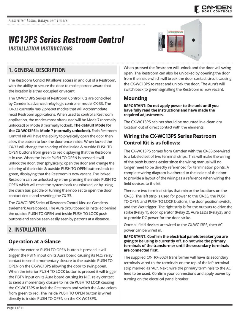 CAMDEN WC13PS Series installation instructions