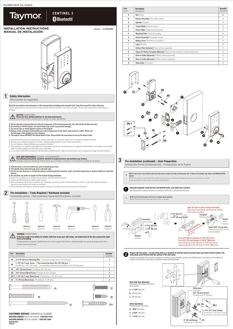 Taymor Centinel 3 User manual