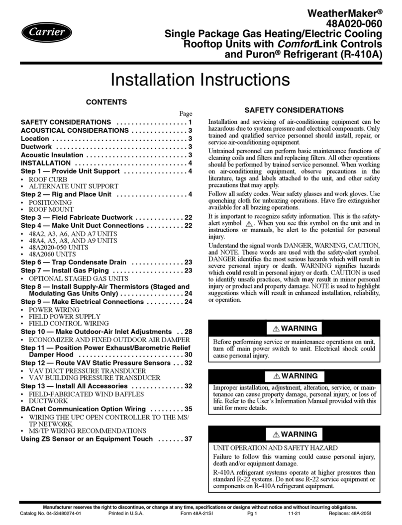 Carrier WeatherMaker 48A020 installation instructions
