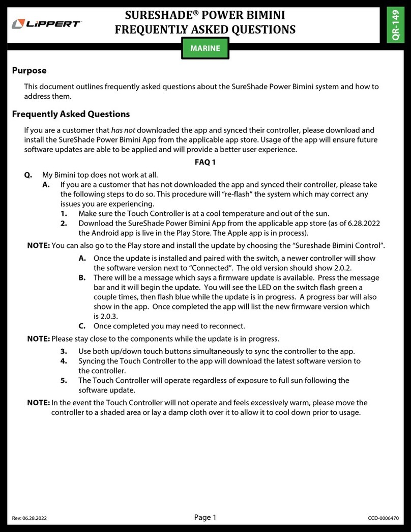 Lippert SureShade Power Bimini Instruction Manual