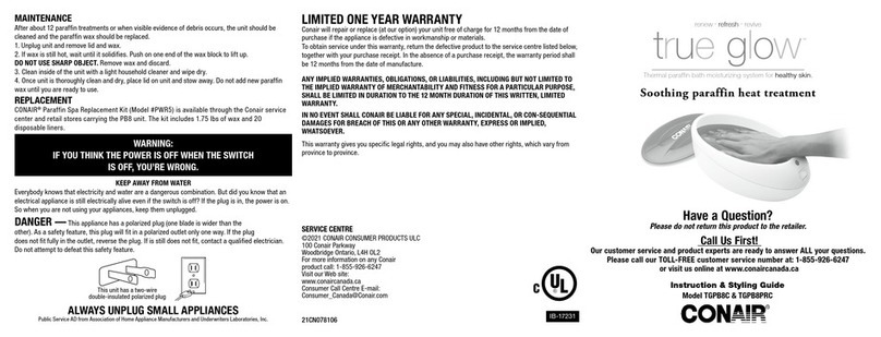 Conair True Glow TGPB8C Instruction & styling guide