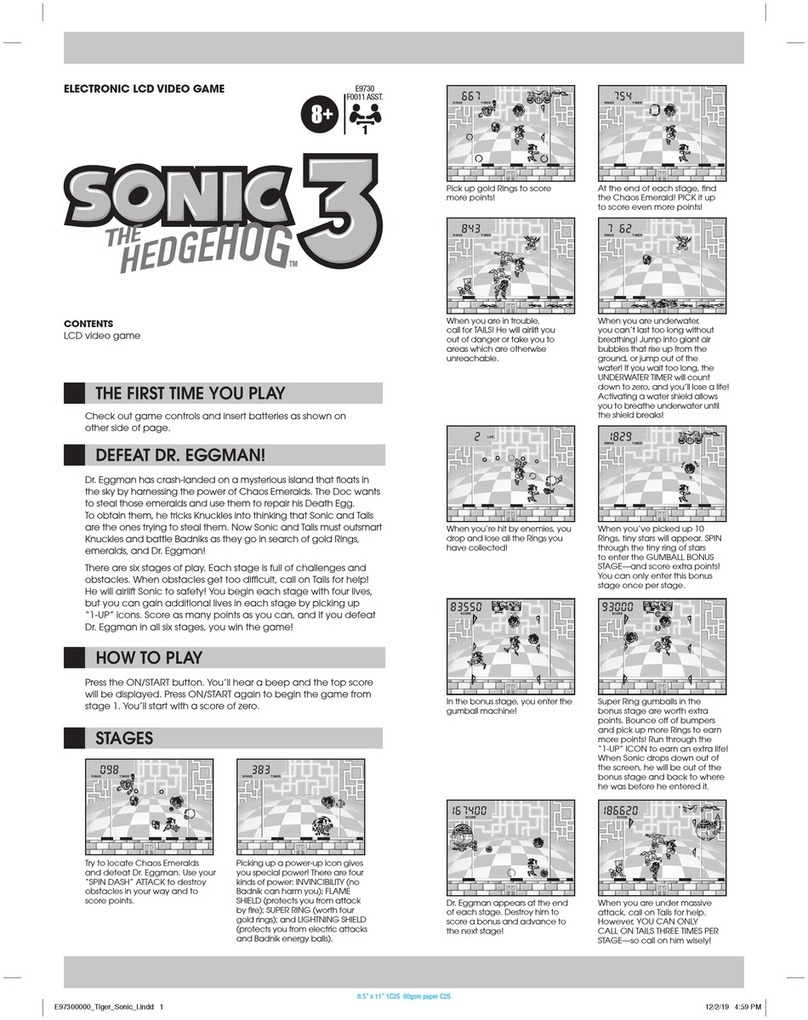 Hasbro Gaming TIGER ELECTRONICS SONIC 3 THE HEDGEHOG manual Hasbro Gaming TIGER ELECTRONICS SONIC 3 THE HEDGEHOG manual