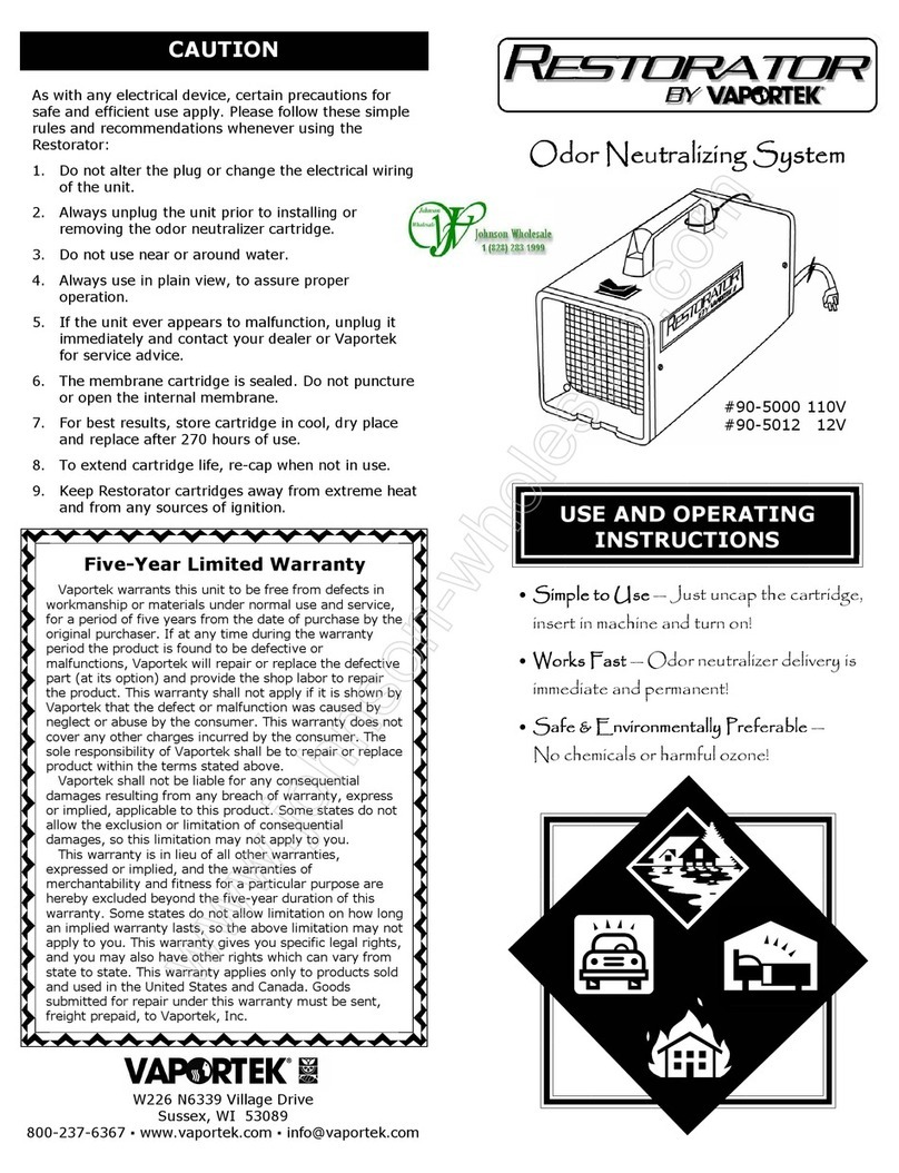 Vaportek RESTORATOR Use and Operating Instructions