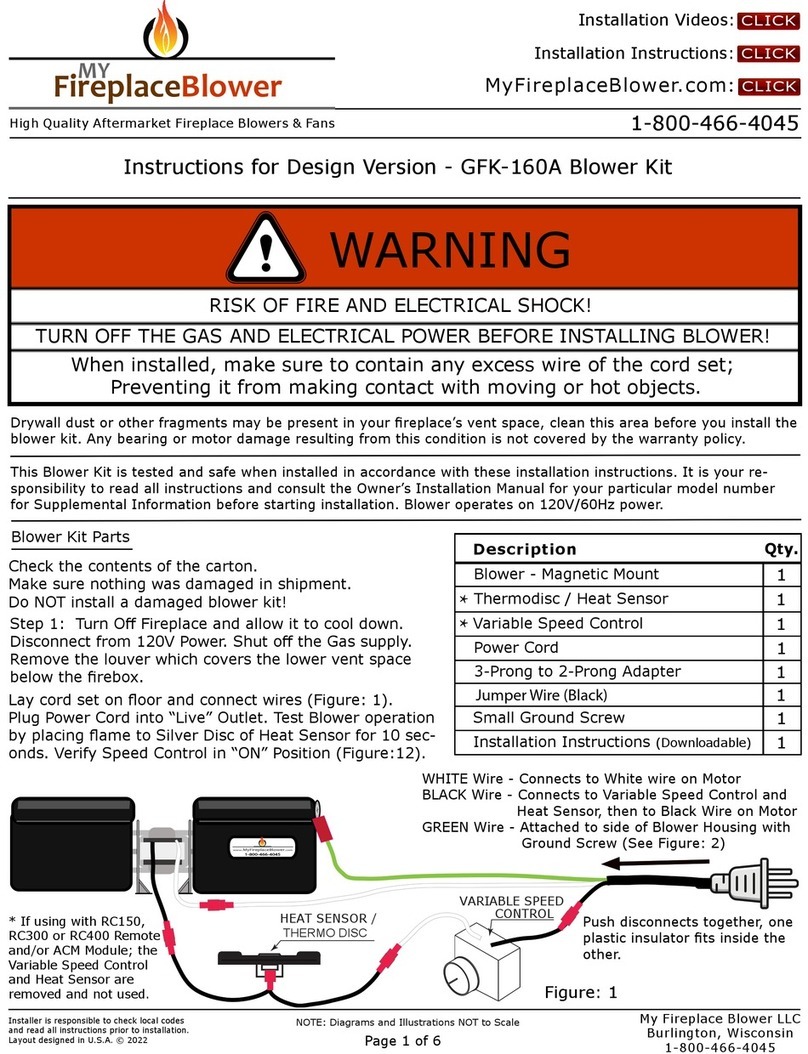 My Fireplace Blower GFK-160A installation instructions