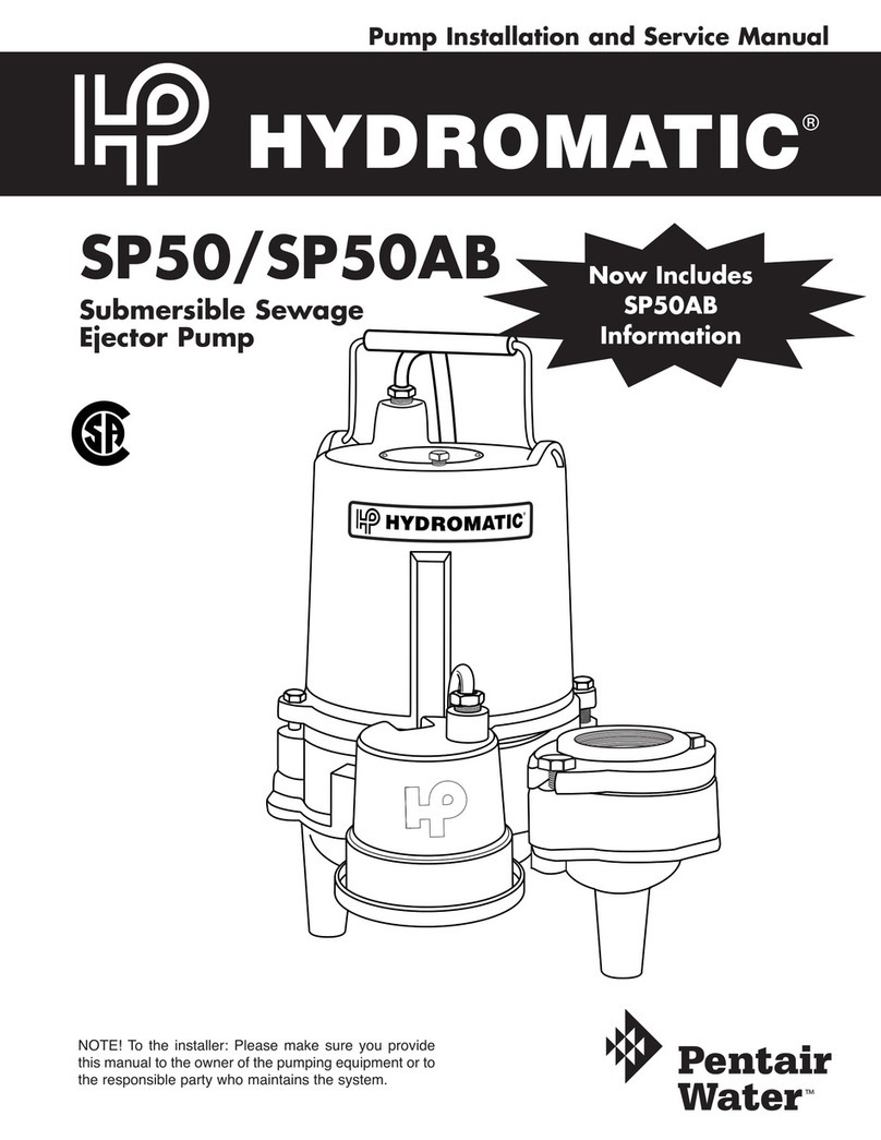 Pentair Pool Products HYDROMATIC SP50 Installation and service manual