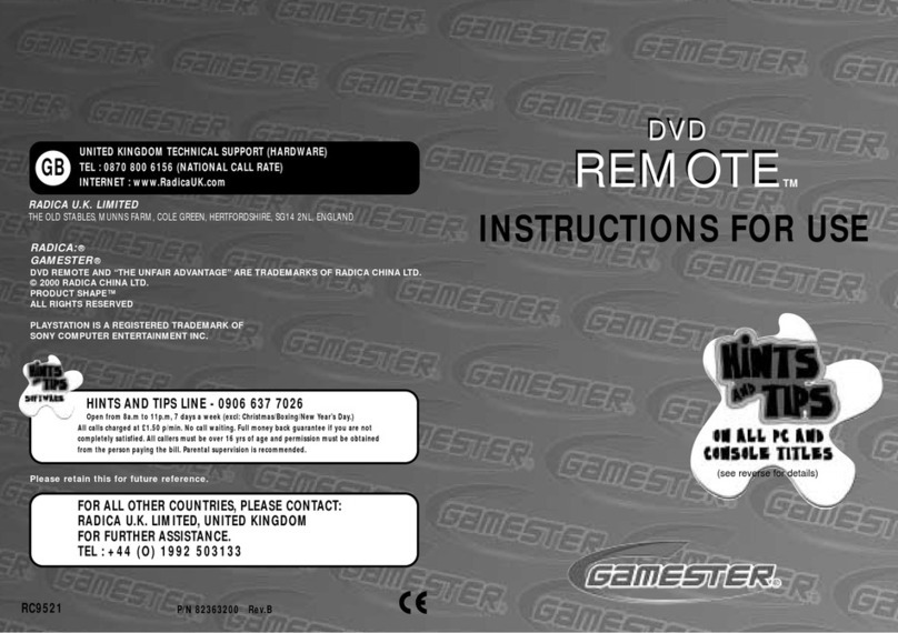 Gamester DVD REMOTE Instructions for use