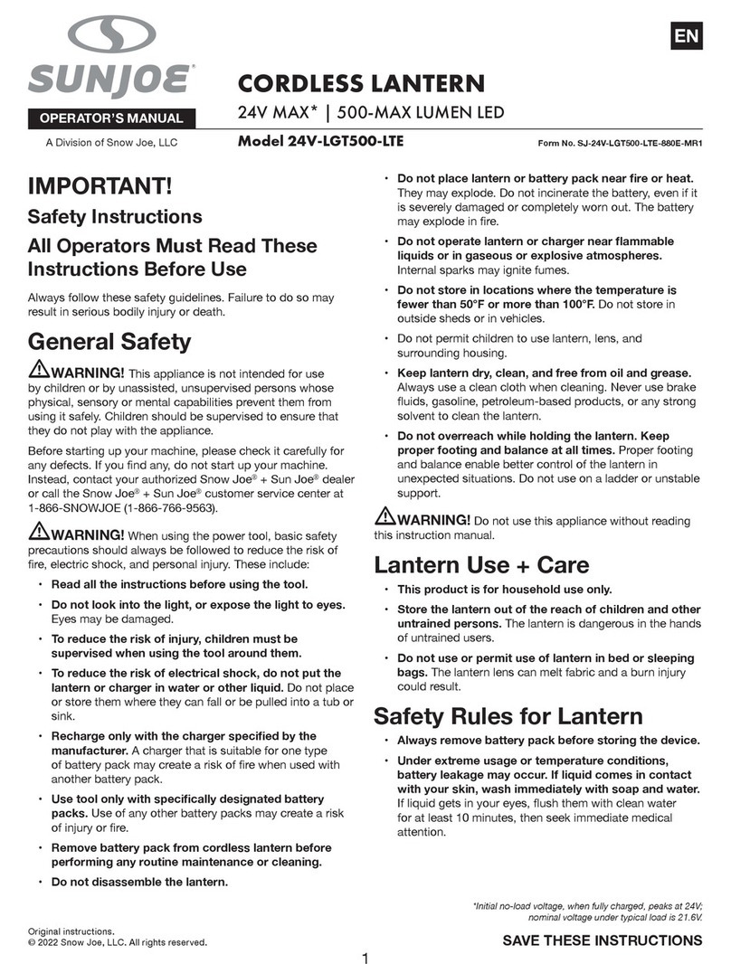 SNOWJOE SUNJOE 24V-LGT500-LTE Operator's manual