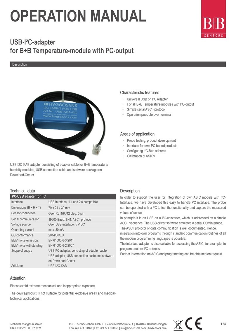 B+B Sensors USB-ADA-12C Operation manual