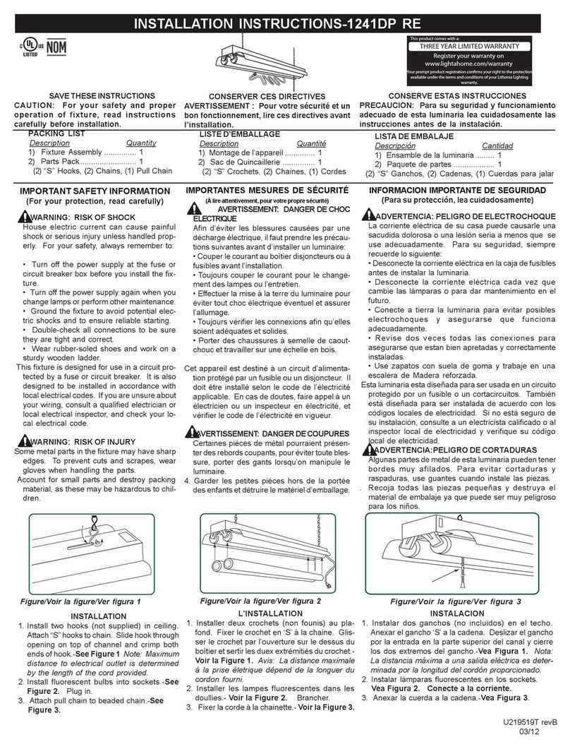 Acuity Brands LITHONIA LIGHTING 1241DP RE installation instructions