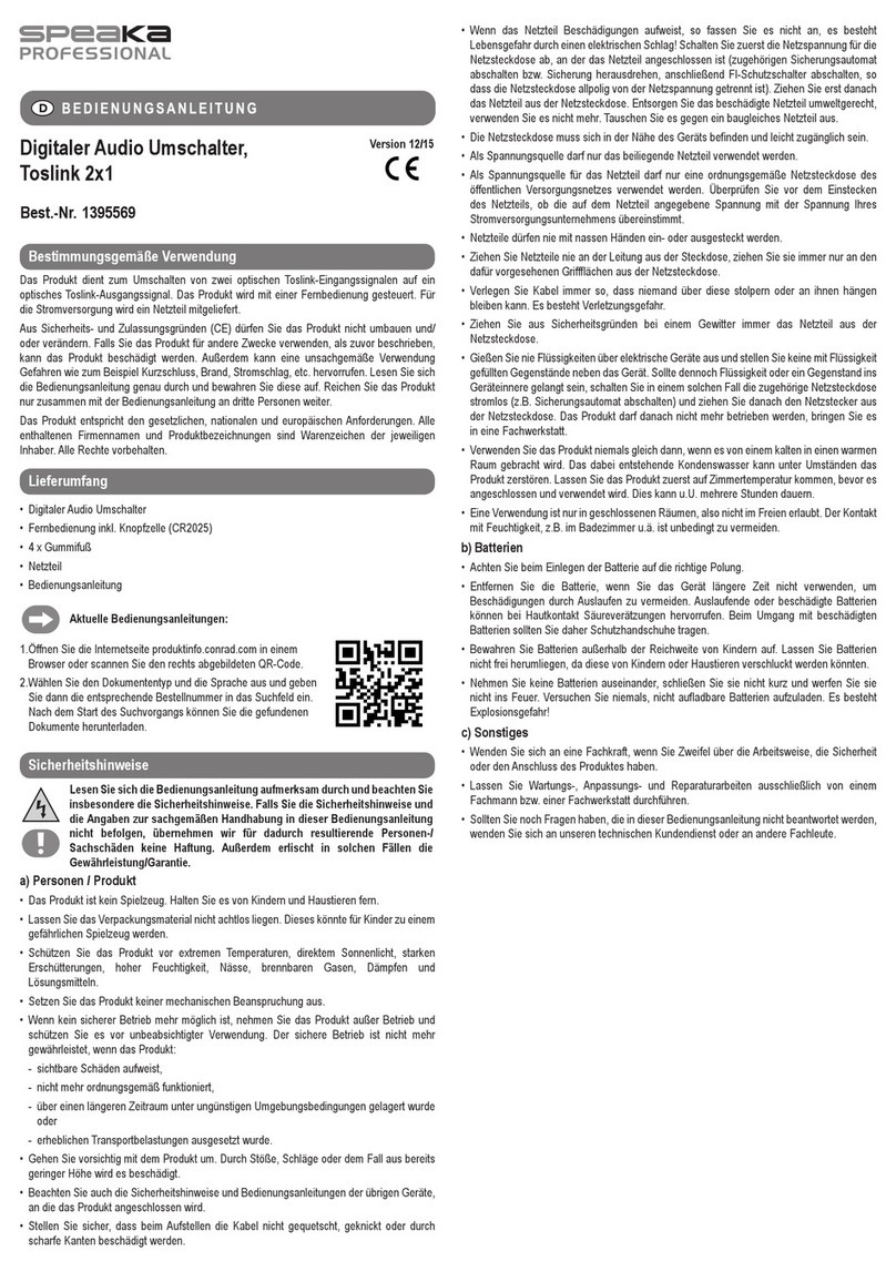 Speaka Professional 1395569 User manual