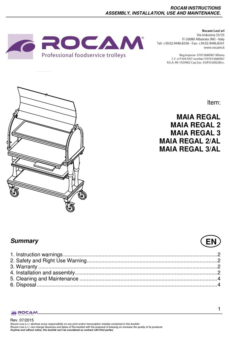 ROCAM MAIA REGAL INSTRUCTION MANUAL ASSEMBLY, INSTALLATION, USE AND MAINTENANCE