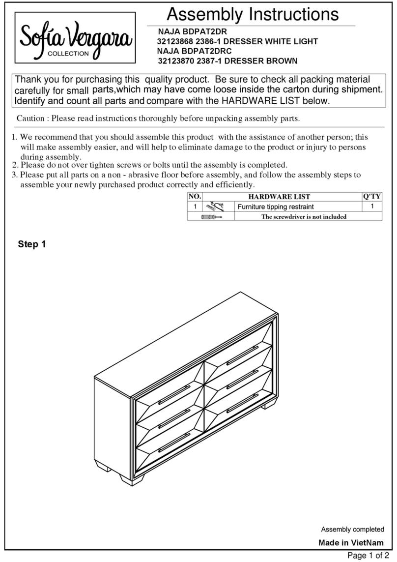 ROOMS TO GO Sofia Vergara Naja BDPAT2DR Assembly instructions ROOMS TO GO Sofia Vergara Naja BDPAT2DR Assembly instructions