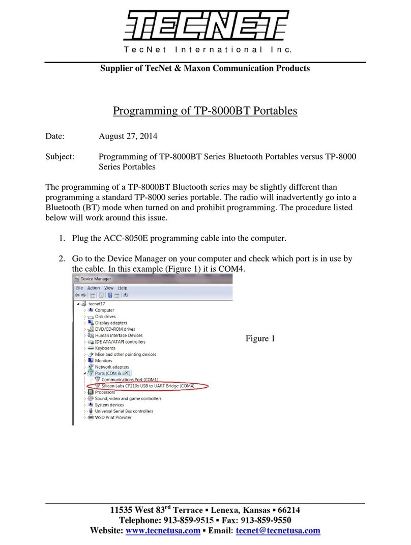 Tecnet TP-8000 SERIES Programming guide