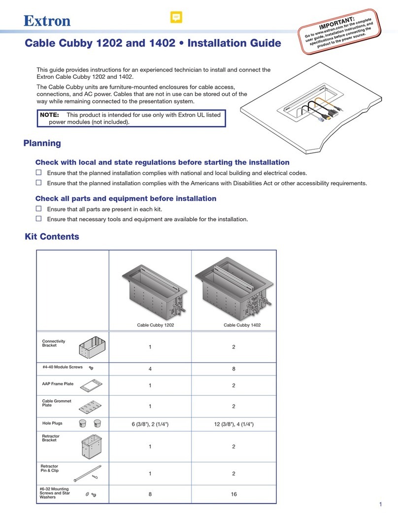 Extron electronics Cable Cubby 1202 User manual Extron electronics Cable Cubby 1202 User manual