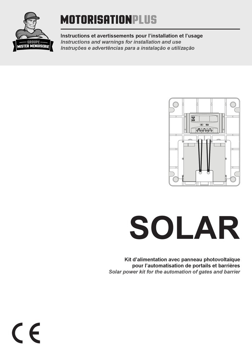 MISTER MENUISERIE MOTORISATIONPLUS SOLAR Instructions and warnings for installation and use