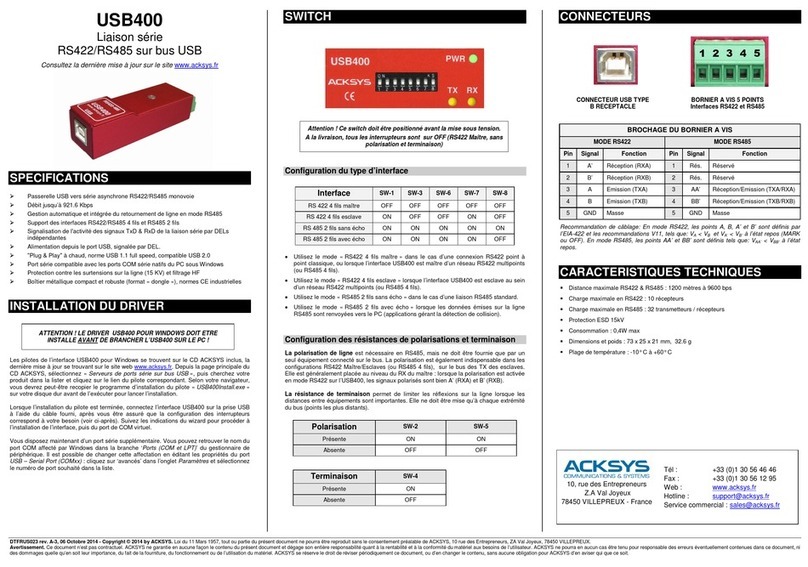 Acksys USB400 quick start guide