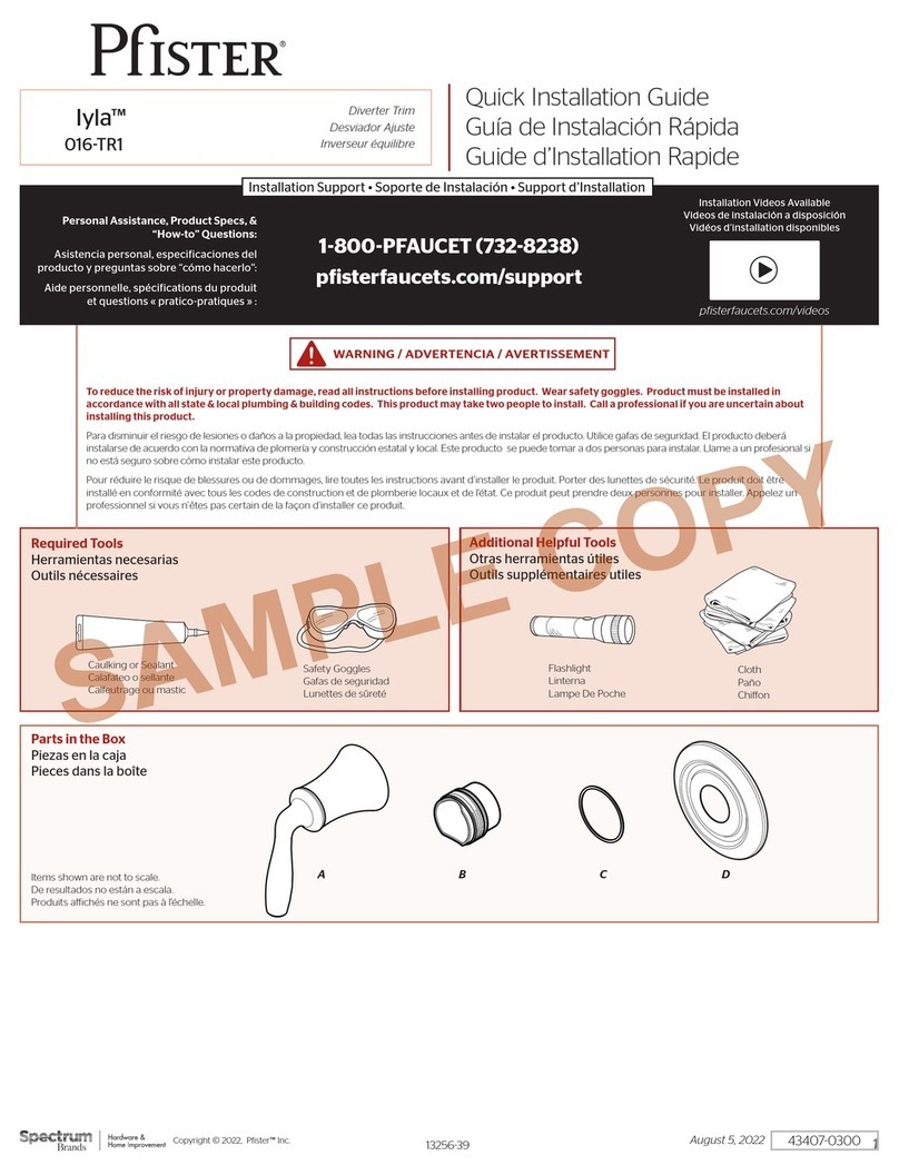 Pfister Iyla 016-TR1 User manual Pfister Iyla 016-TR1 User manual
