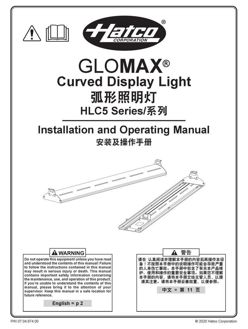 Hatco GLOMAX HLC5 Series Installation and operating manual Hatco GLOMAX HLC5 Series Installation and operating manual
