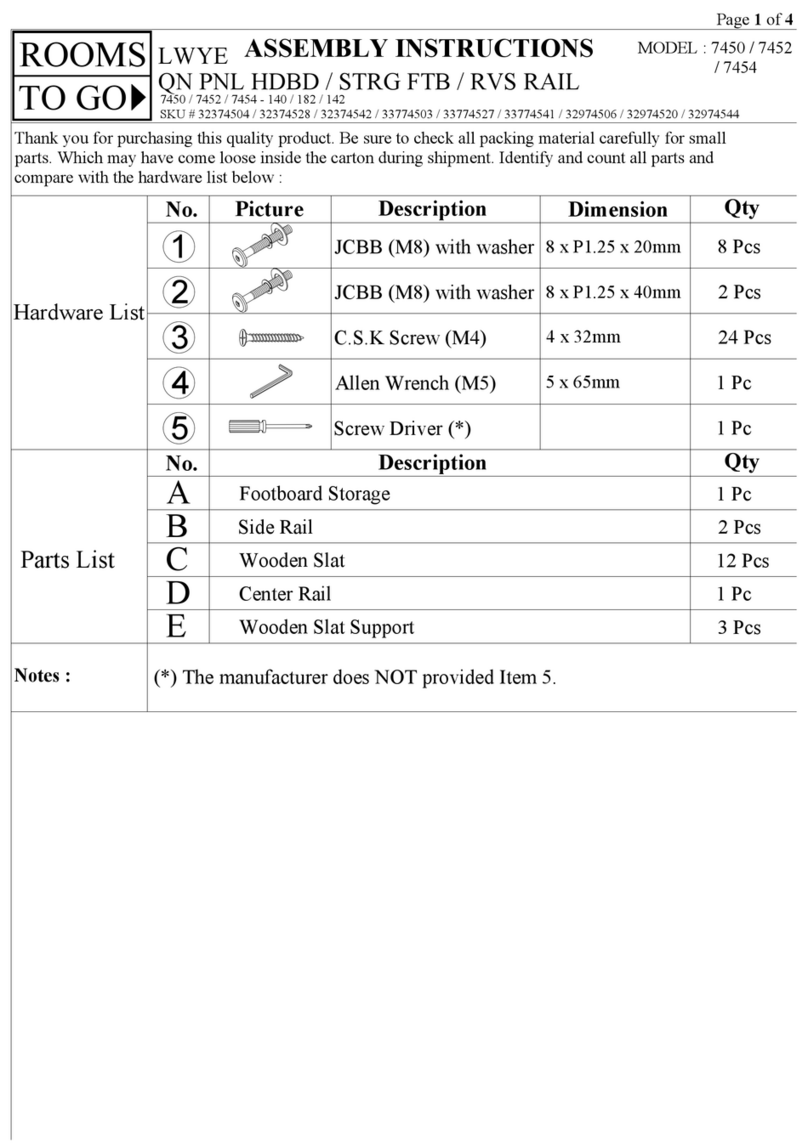 ROOMS TO GO 7450-140 User manual