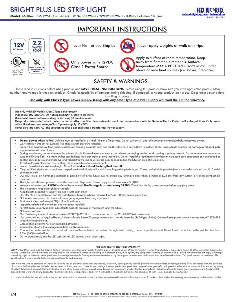 LED World FA60M28-5M-12V Series instructions