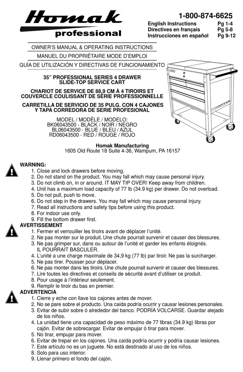 Homak PROFESSIONAL Series Owner's manual & operating instructions