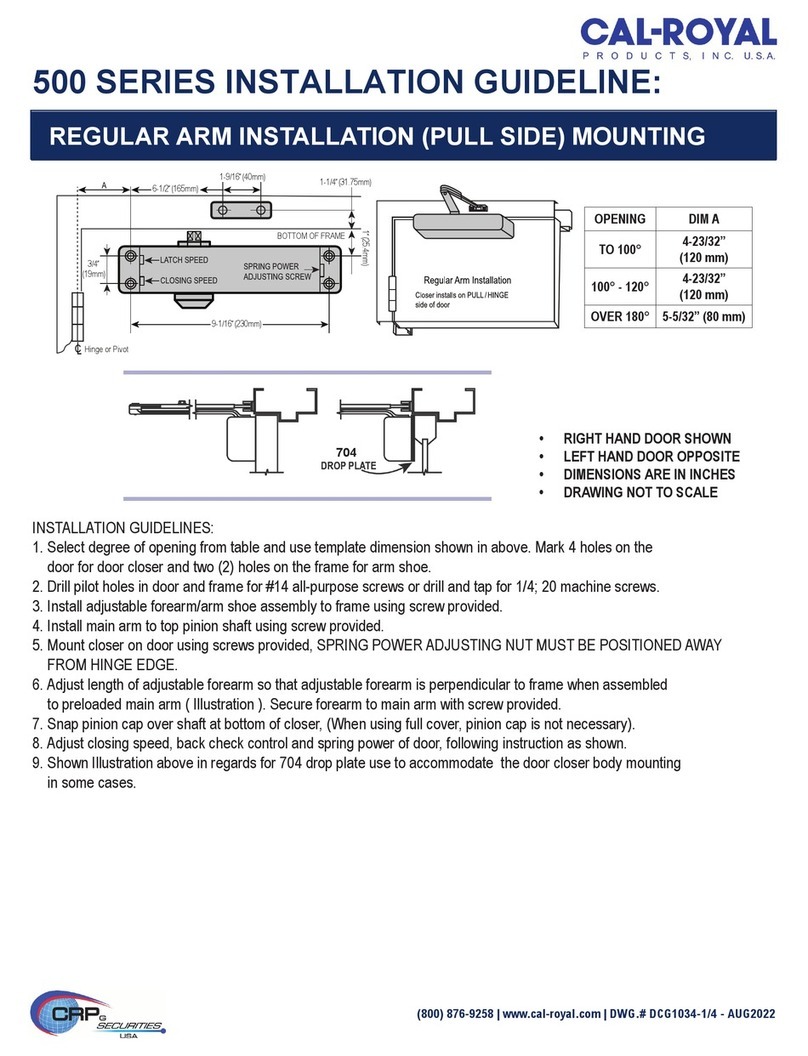 Cal-Royal 500 Series Installation guidelines