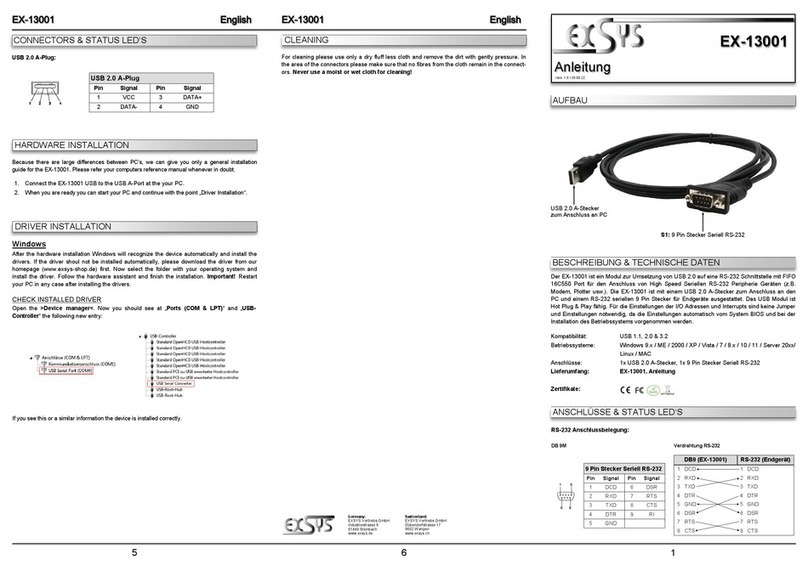 Exsys EX-13001 manual