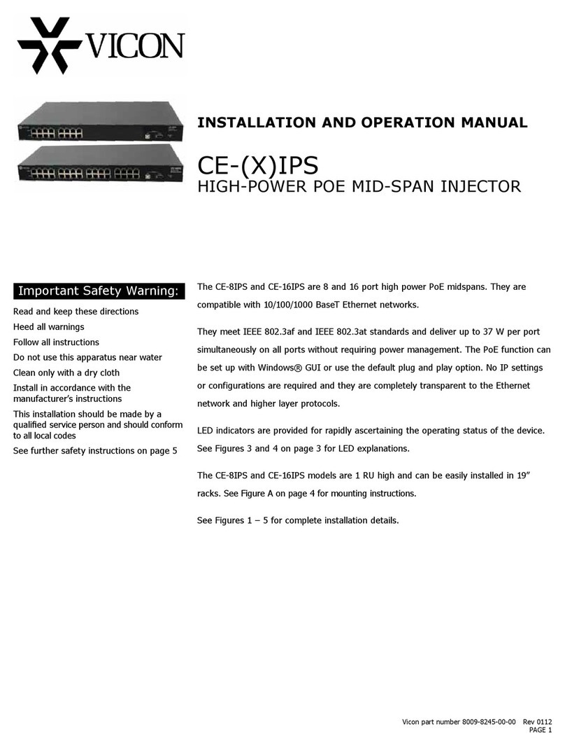 Vicon CE-IPS Series Installation and operation manual