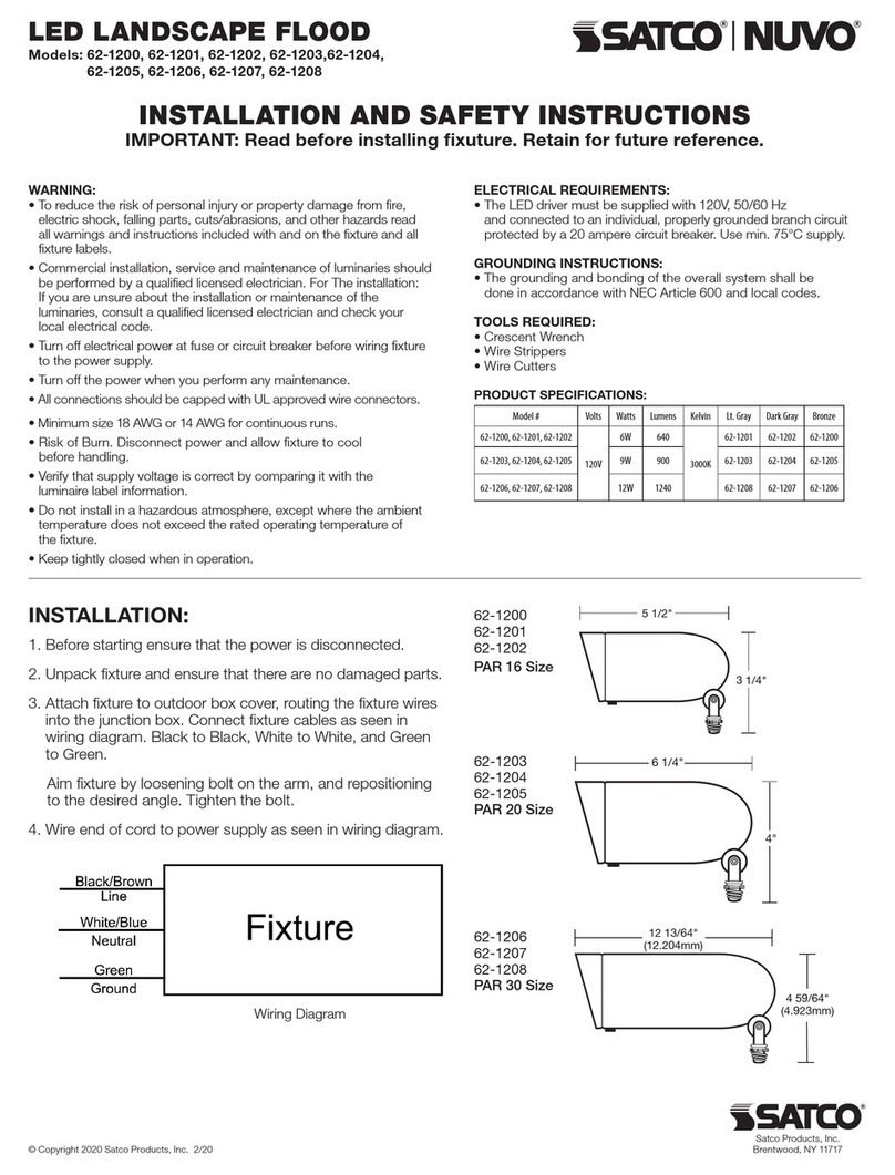 Satco NUVO 62-1200 Installation and safety instructions