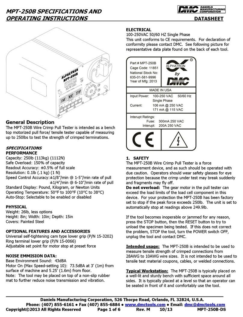 DMC MPT-250B Specification and operating instructions