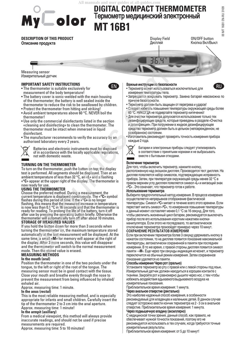 Microlife MyColor MT 16B1 User manual