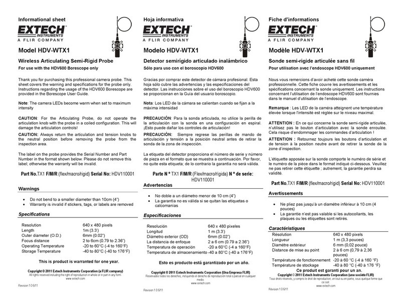 FLIR EXTECH HDV-WTX1 Informational sheet