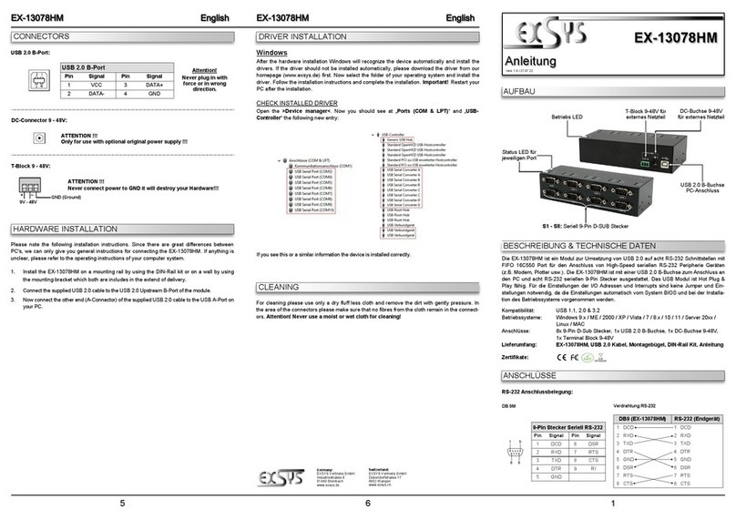 Exsys EX-13078HM User manual