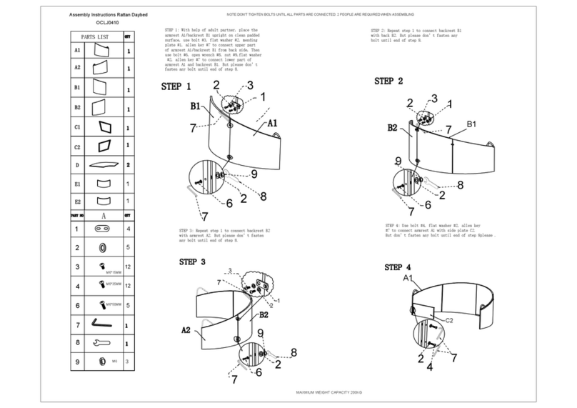 Zest Rattan Daybed OCLJ0410 Assembly instructions