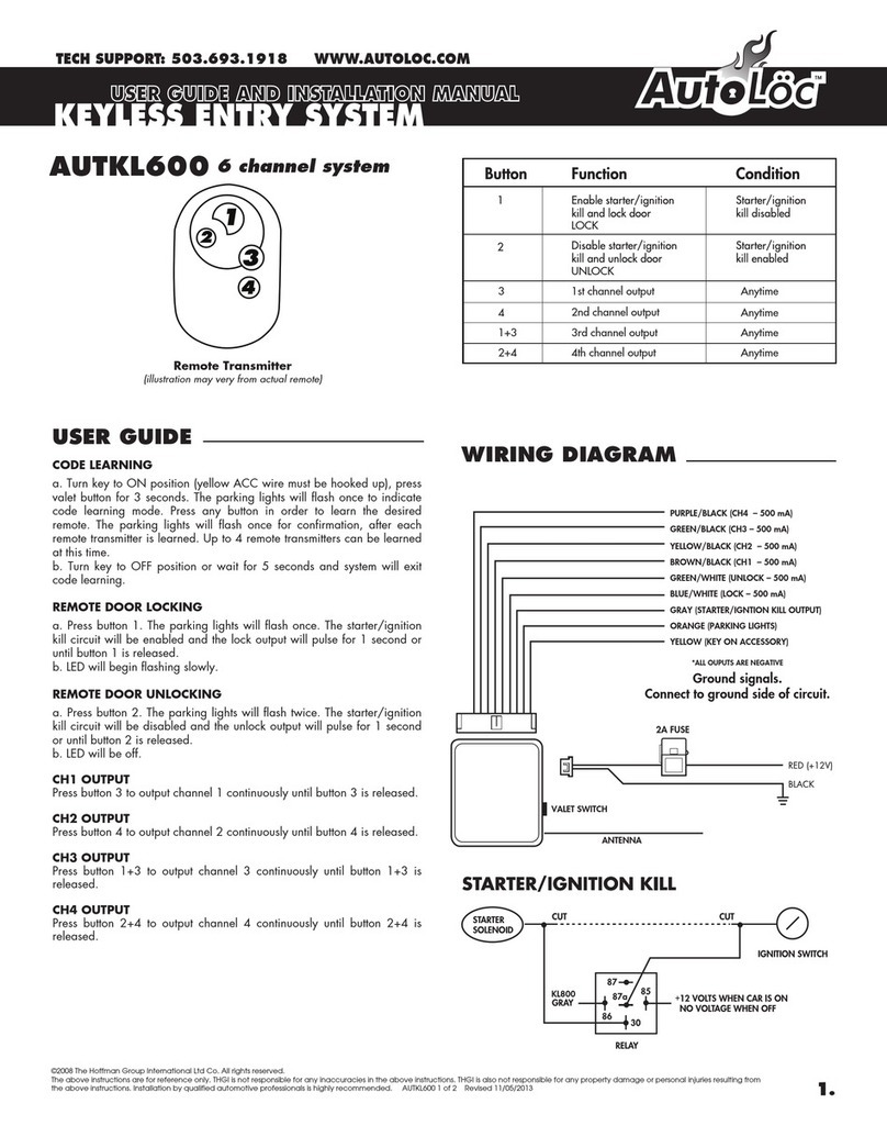 AutoLoc AUTKL600 User guide and installation manual