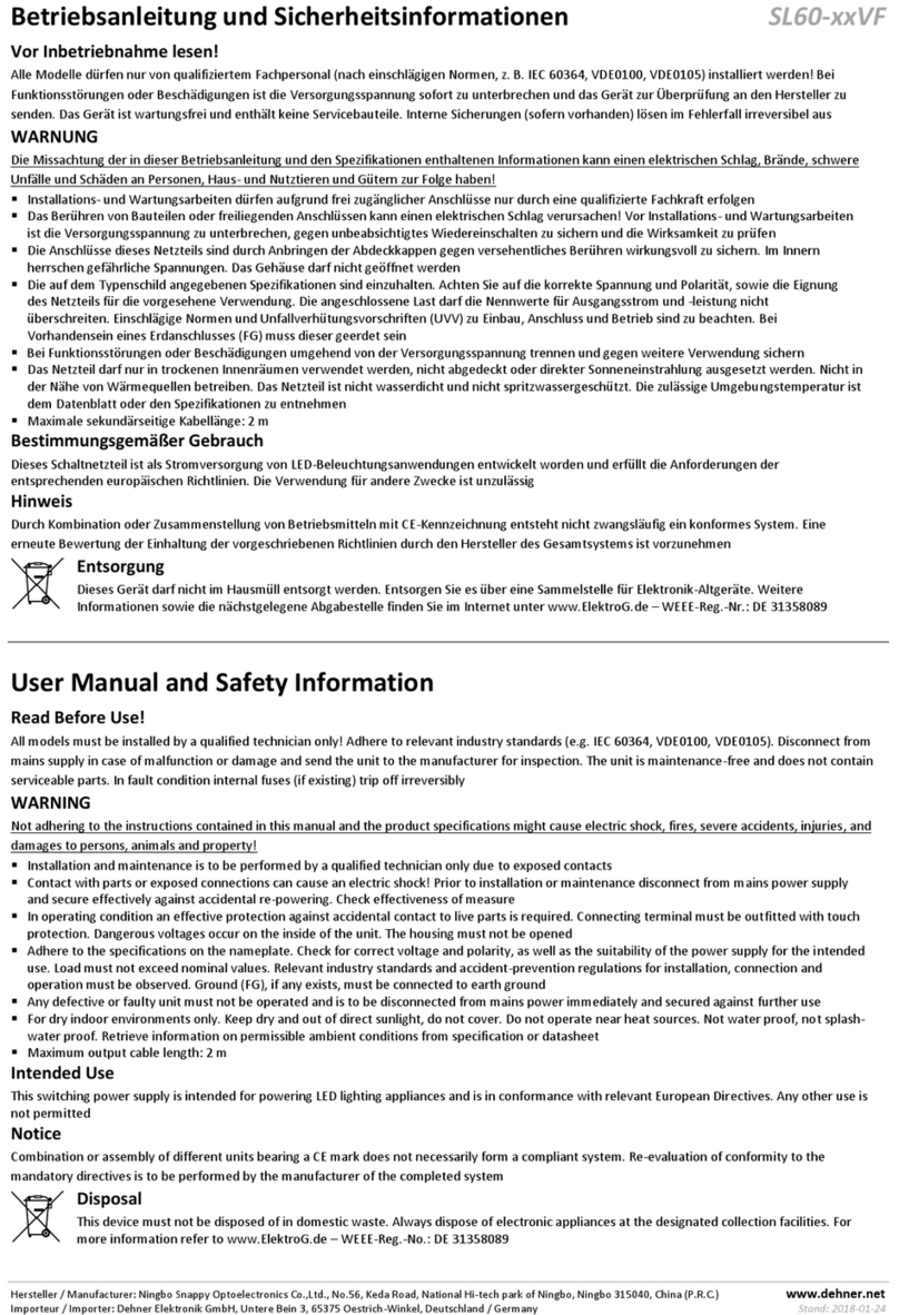 Dehner SL60 VF Series User manual and safety information