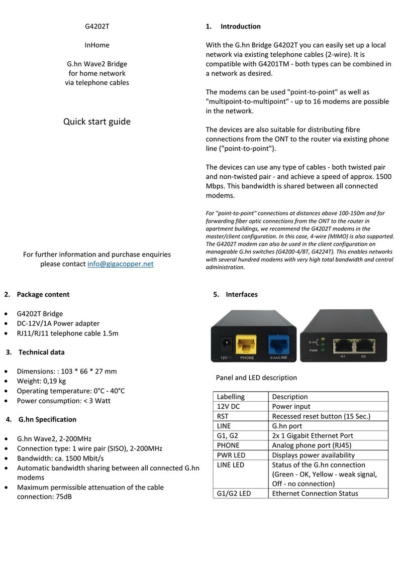 GIGA Copper InHome G4202T quick start guide