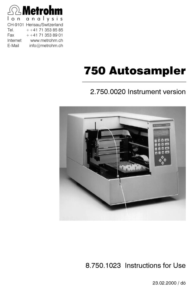 Metrohm 750 Autosampler User manual