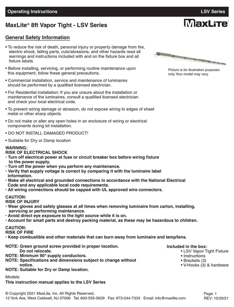 MaxLite LSV Series operating instructions