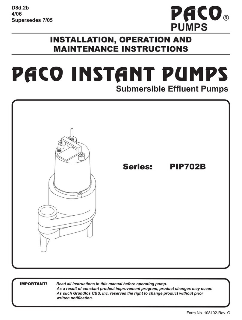 Paco-Pumps PIP702B Series Installation, operation and maintenance instructions