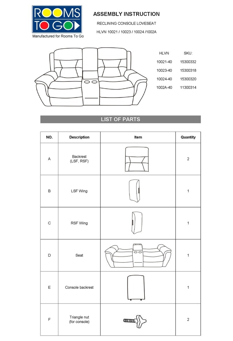 ROOMS TO GO Sabella HLVN 10021 User manual