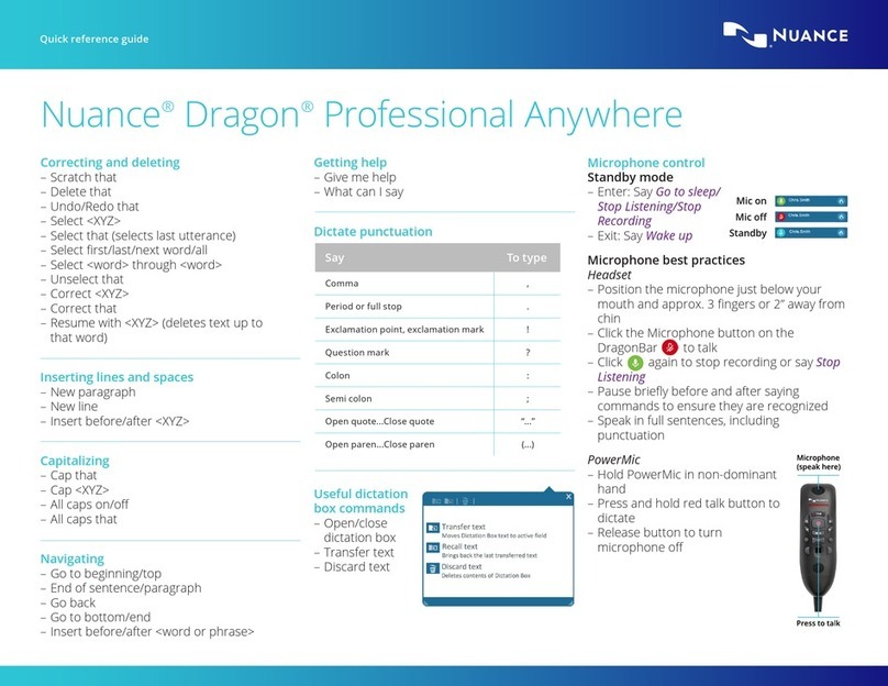 NUANCE Dragon Quick reference guide