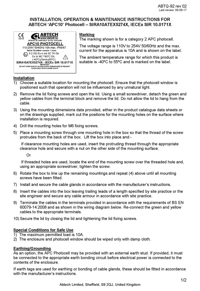 Abtech APC10 Installation, operation & maintenance instructions