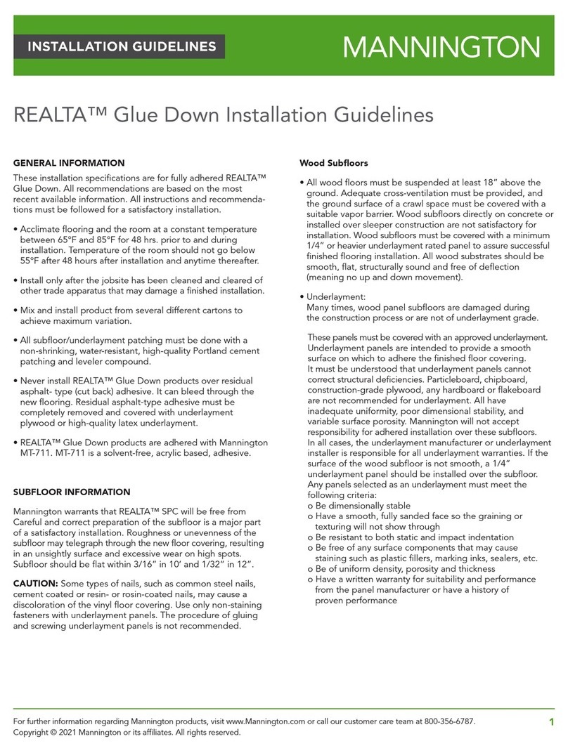 Manning REALTA Glue Down Installation guidelines