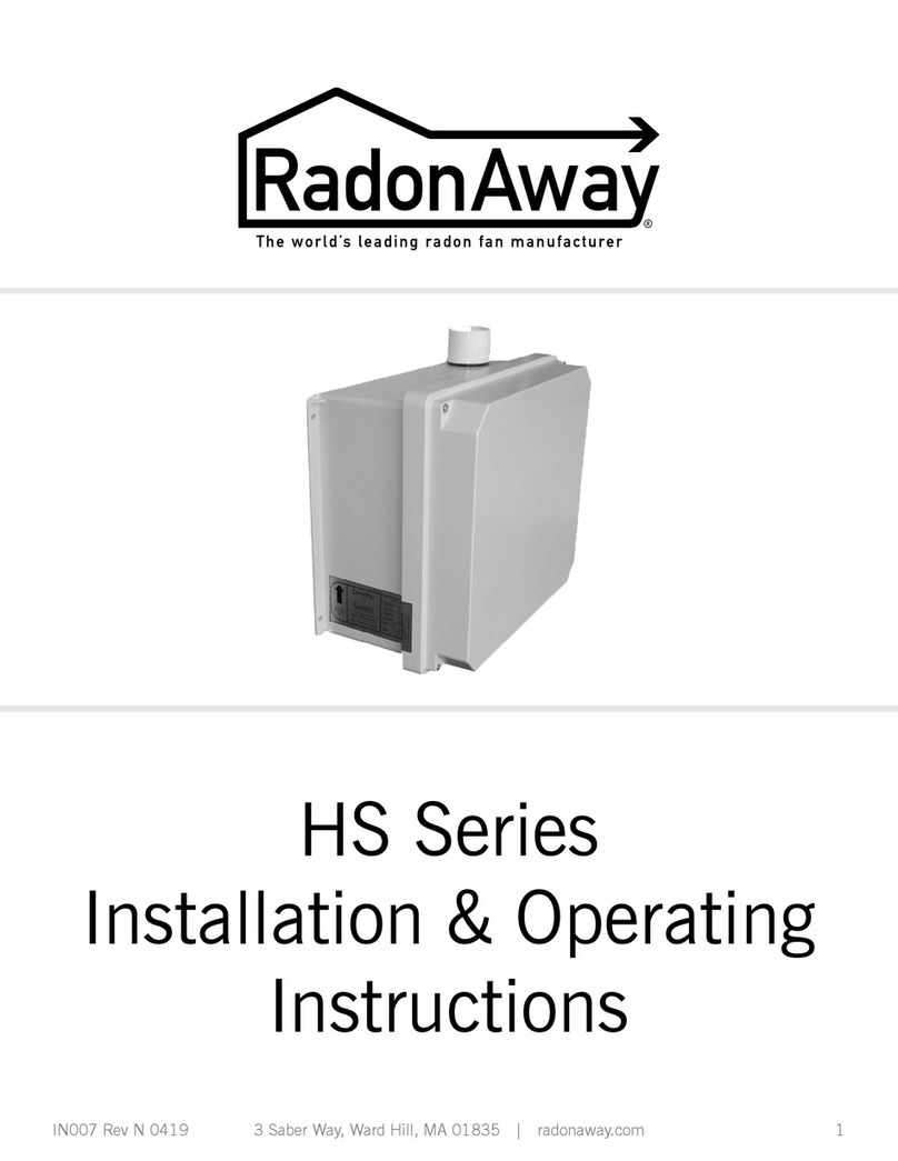 RadonAway HS Series Installation & operating instructions