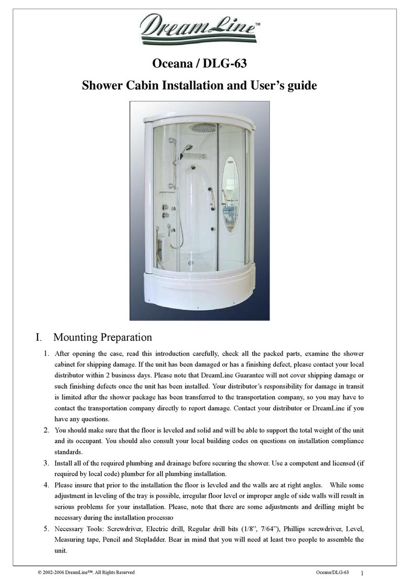 Dreamline Oceana DLG-63 Installation and user guide