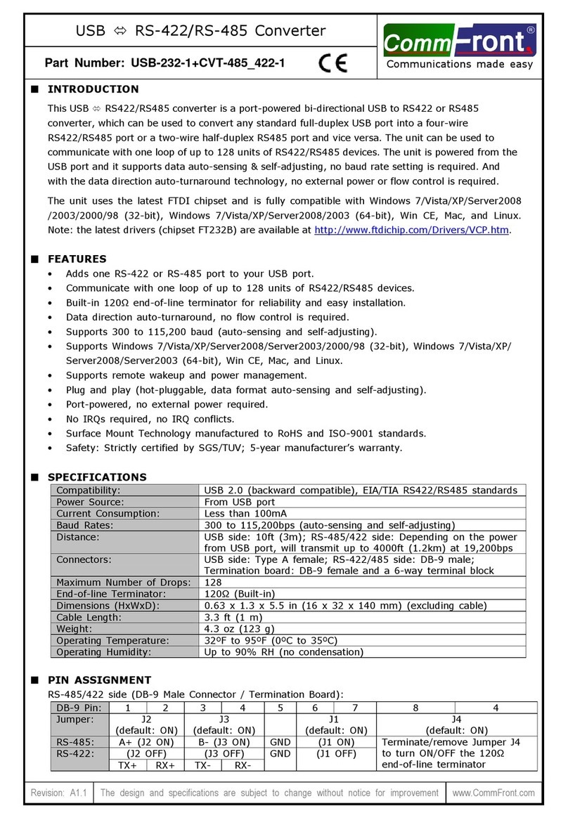 CommFront USB-232-1+CVT-485 422-1 User manual