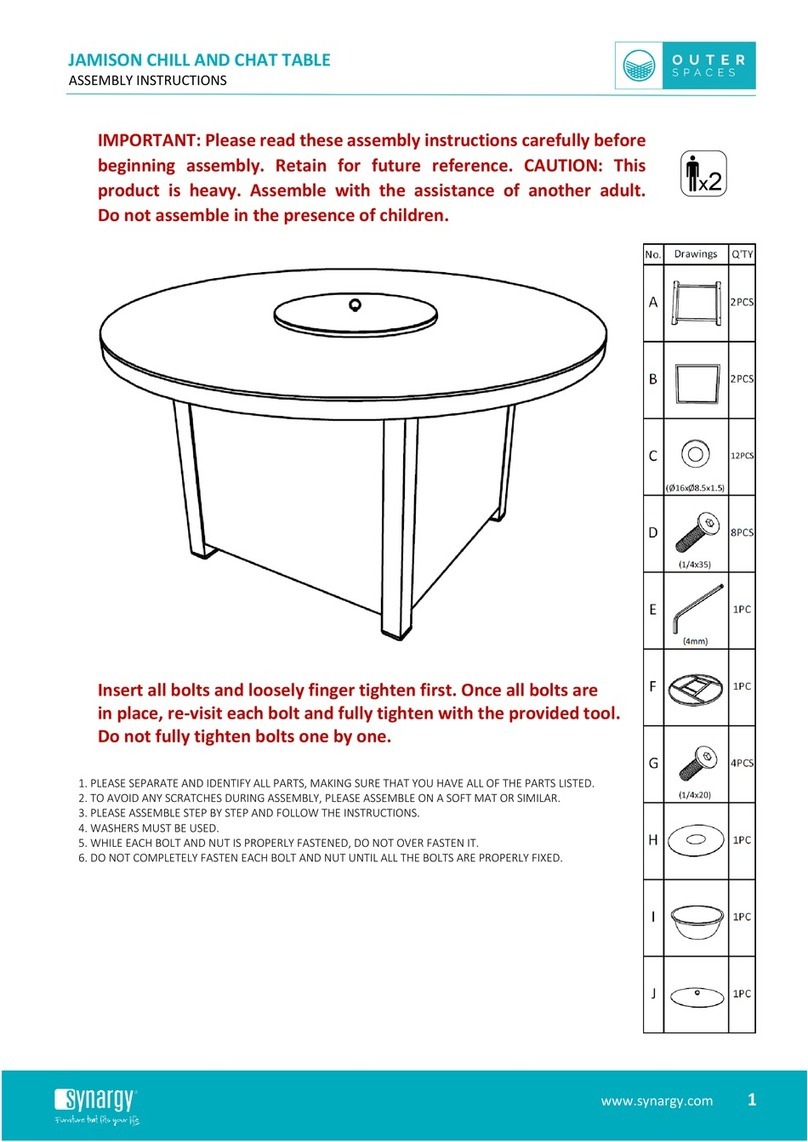 Synargy JAMISON CHILL AND CHAT TABLE Assembly instructions Synargy JAMISON CHILL AND CHAT TABLE Assembly instructions